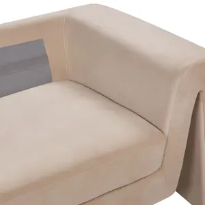 Beliani Modern Velvet Sofa Beige MAUNU