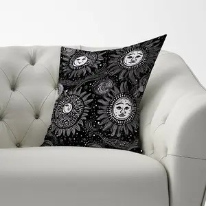 Moon and Sun White Black Cushions 60cm x 60cm