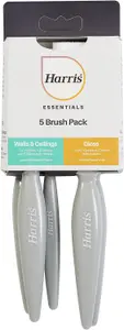 Harris Essentials Walls and Ceilings  Emulsion & Gloss Paint Brush Pack of 5