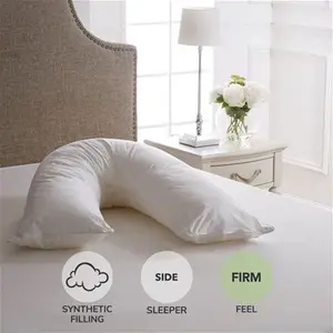 Dorma Full Forever Side Sleeper V-Shaped Pillow, White, 100% Cotton