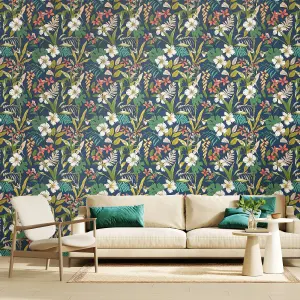 Hoopla Walls Oasis Navy Twist Smooth Matt Wallpaper