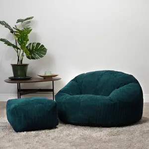 icon Kingston Classic Corduroy Bean Bag & Pouffe Teal Green Bean Bag Chair