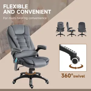 Vinsetto Office Chair w/ Heating Massage Points Relaxing Reclining Grey