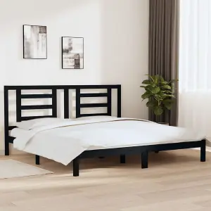 Berkfield Bed Frame Black Solid Wood Pine 200x200 cm