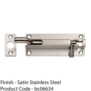 Cranked Barrel Surface Mounted Sliding Door Bolt Lock 150mm x 38mm Satin Steel