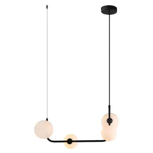 Luminosa Modern Hanging Pendant Black 4 Light  with White Shade, G9 Dimmable