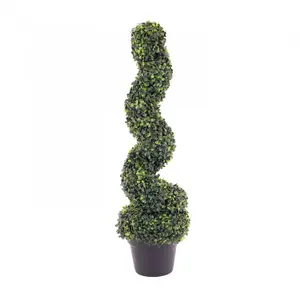 Oypla Set of 2 Artificial Topiary Boxwood Spiral Trees 80cm Indoor Outdoor Decoration