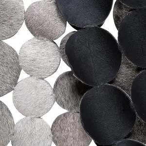 Round Cowhide Area Rug 140 cm Grey HILVAN