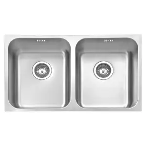 JASSFERRY Undermount Square Stainless Steel Kitchen Sink 2 Double Bowl