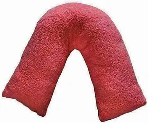 Teddy Bear Fleece Plush Warm Fuzzy Cuddly V-Shaped Pillow & Cover (Red, V-Pillow With Teddy Cover)