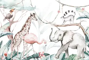 Jungle Animal Friends Mural - 384x260cm - 5523-8