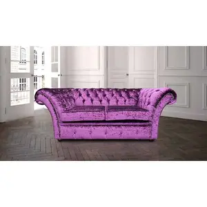 Chesterfield 2 seater sofa settee Boutique Cursh Purple Velvet Fabric In Balmoral Style