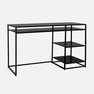 sweeek. 2-shelf desk in black metal Industrielle Black 120x50x75 cm