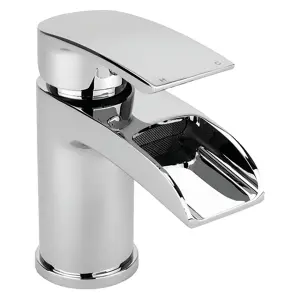 Luxury Modern Waterfall Mono Basin Mixer - Chrome