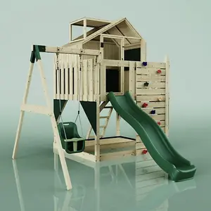 Rebo PolarPlay Kids Climbing Tower & Playhouse - Swing Eerika Green