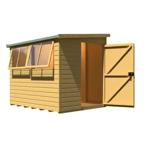 Shire Norfolk Workshop Pent Shed 8x6 Double Door 19mm Loglap Style B