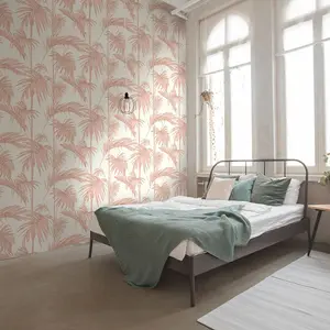 Lola Paris Palm Motif Wallpaper Cream / Pink AS Creation 36919-3