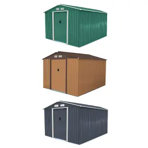 Charles Bentley 8ft x 10ft Metal Garden Storage Outdoor Shed Zinc Frame Green