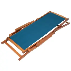 Charles Bentley Folding FSC Eucalyptus Wooden Deck Chair Beach Sun Lounger Teal