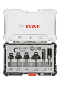 Bosch Professional 6-Piece Router Bit Set for Trim and Edging with 6mm Shank