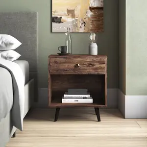 Monterey 1 Drawer Bedside Table Rustic Brown