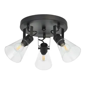 Enzo Matt Black Mains-powered (wired) 3 Light Spotlight plate