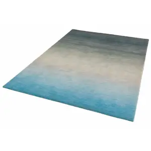 Blue Handmade , Luxurious , Easy to Clean Modern , Plain , Wool Rug for Living Room, Bedroom - 70 X 240 (Runner)