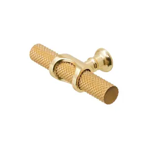 DecorAndDecor - AMELIA Matt Gold Knurled T-Bar Kitchen Cabinet Pull Knob Handles - Pair