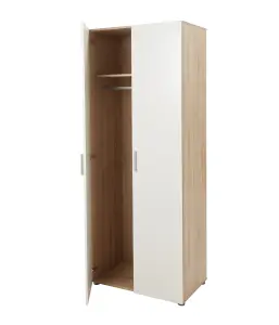 Lamego Modern Matt & high gloss white oak effect Double Wardrobe (H)2009mm (W)787mm (D)497.5mm