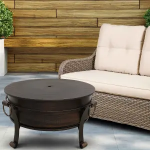 30" Deluxe 2-in-1 Outdoor Fire Pit & Coffee Table, Antique Bronze Effect - DG42