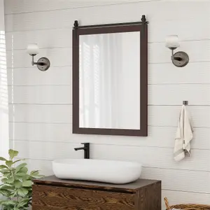 Costway Wall Mounted Mirror Vanity Make Up Farmhouse Wall Mirror Rectangle Decorative Mirror