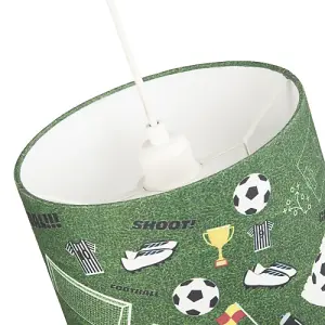 Black and White Themed Football Cotton Fabric Lamp Shade with Grass Background