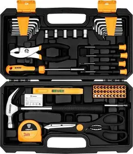 Tool Kit Set Box 62 Piece Home Repair DIY Tools Basic Hand Toolbox Sets For Home