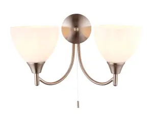 Anson Lighting Royal 2lt Wall light finished in Satin chrome plate and matt opal glass