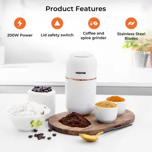 Geepas Electric Coffee Nuts Grinder Spice Grinder Wet and Dry 80g Capacity