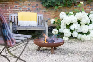 Primrose Corten Steel Fire Bowl With Round Legs 60cm Round