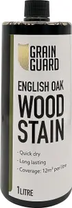 GRAIN GUARD Wood Stain - English Oak - Water Based & Low Odour - Easy Application - Quick Drying - 1 Litre