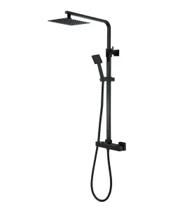 Aquarius RainLux Eco Square Adjustable Exposed Bar Shower System Matt Black