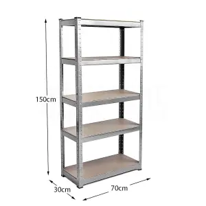 Home Vida 5 Tier Shelf Galvanised Heavy Duty Shelving Unit (H)1500mm (W)700mm