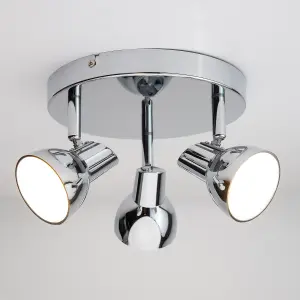 Apollo 3 X 5W Led Chrome Spotlight Round Plate