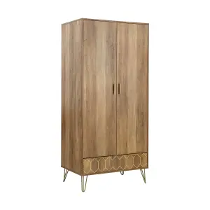 GFW Orleans 2 Door 1 Drawer Wardrobe Mango