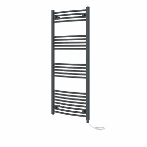 Rinse Bathrooms Electric Heated Towel Rail Curved Anthracite Bathroom Towel Radiator 1400x600mm - 800W