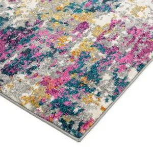 Multi Abstract Funky Modern Easy to clean Rug for Dining Room-200cm X 290cm