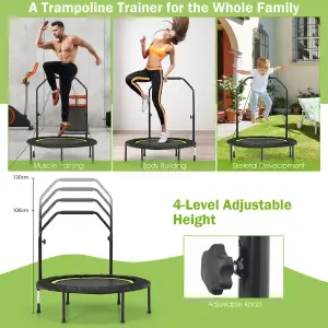 Costway 40" Mini Trampoline Foldable Fitness Trampoline with Height Adjustable Handle