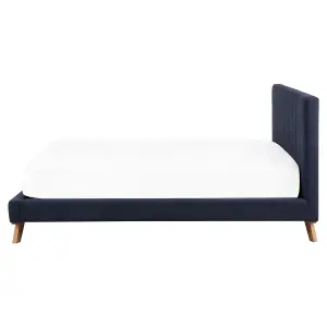 Chenille EU King Size Bed Dark Blue TALENCE