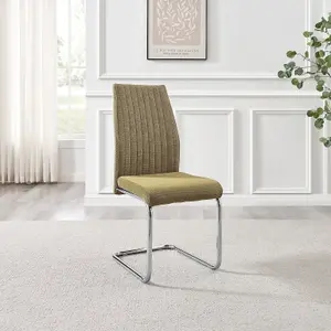 Furniturebox UK Lorenzo 2x Sage Green Fabric Silver Leg Dining Chair