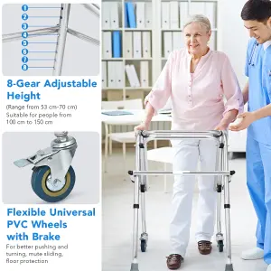 Costway One-Way Folding Walker w/ Aluminium Alloy Frame & High Weight Capacity