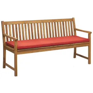 Garden Bench with Cushion VIVARA Certified Acacia Wood Dark Red