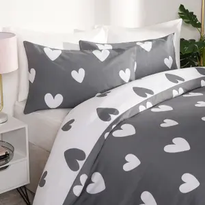 Love Heart Decorative Printed Duvet Cover Set with Pillowcase