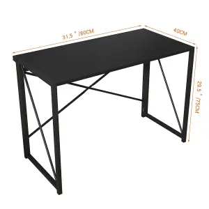 Mcc Direct No Assembly Folding Computer Desk 80cm Black - Miami